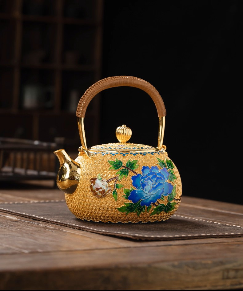 Ink xiu yuan 24k gold-plated sterling silver 999 water kettle