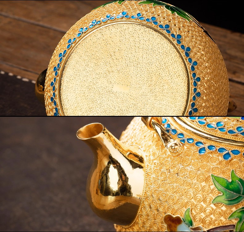 Ink xiu yuan 24k gold-plated sterling silver 999 water kettle