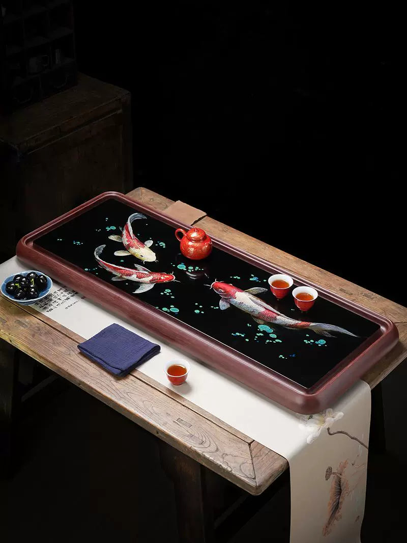 Lacquerware tea set, Fuzhou lacquer hand-painted dry and wet dual-purpose tea tray