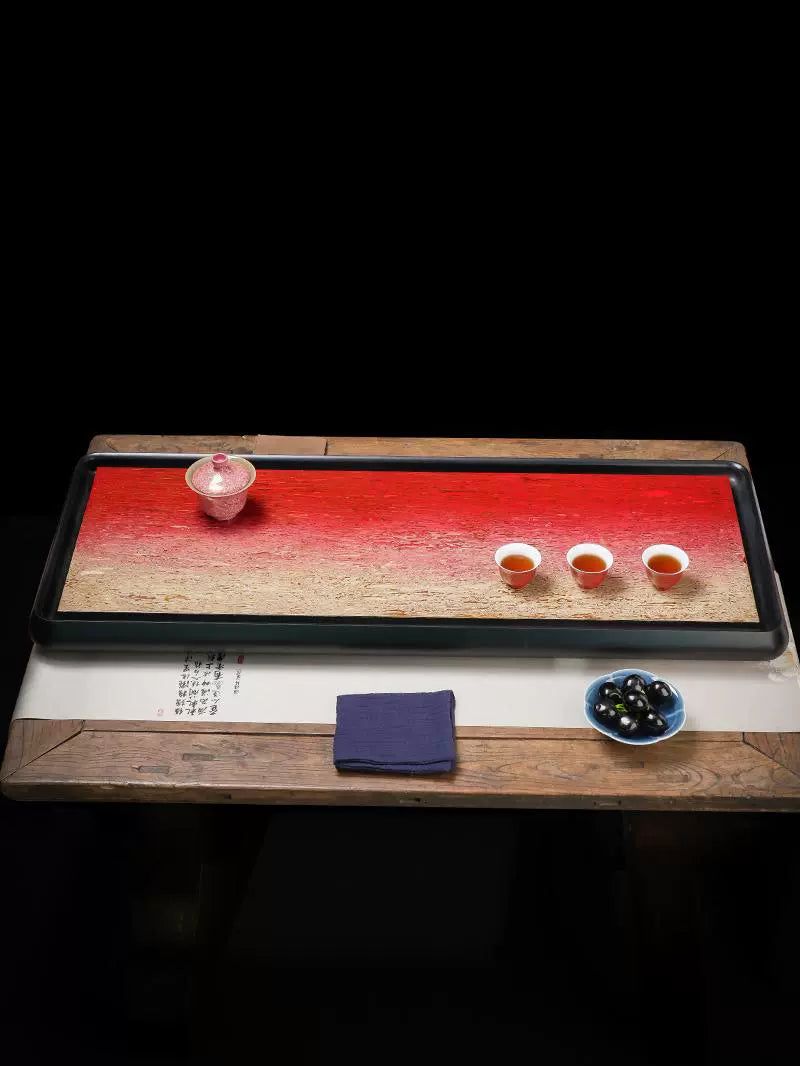 Lacquerware tea set, Fuzhou lacquer luodian dry and wet dual-purpose tea tray, high-grade bakelite tea table, tea set gifts
