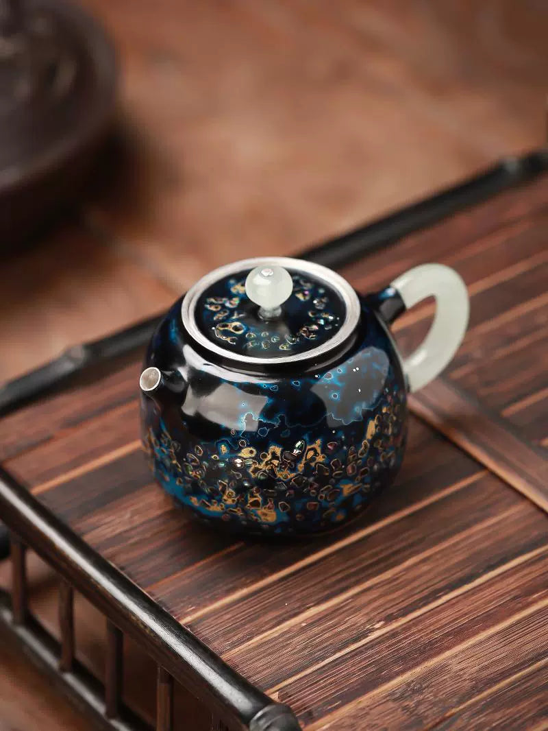 Fuzhou lacquer high-grade handmade sterling silver 999 teapot