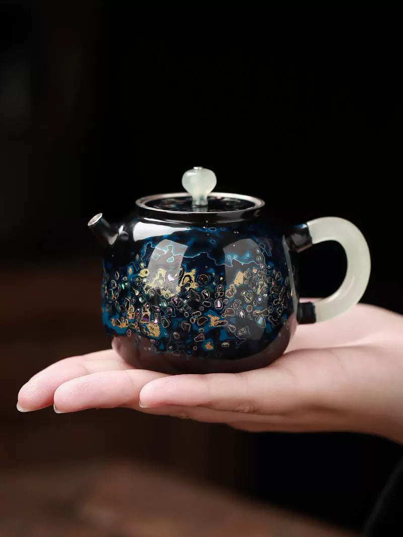 Fuzhou lacquer high-grade handmade sterling silver 999 teapot