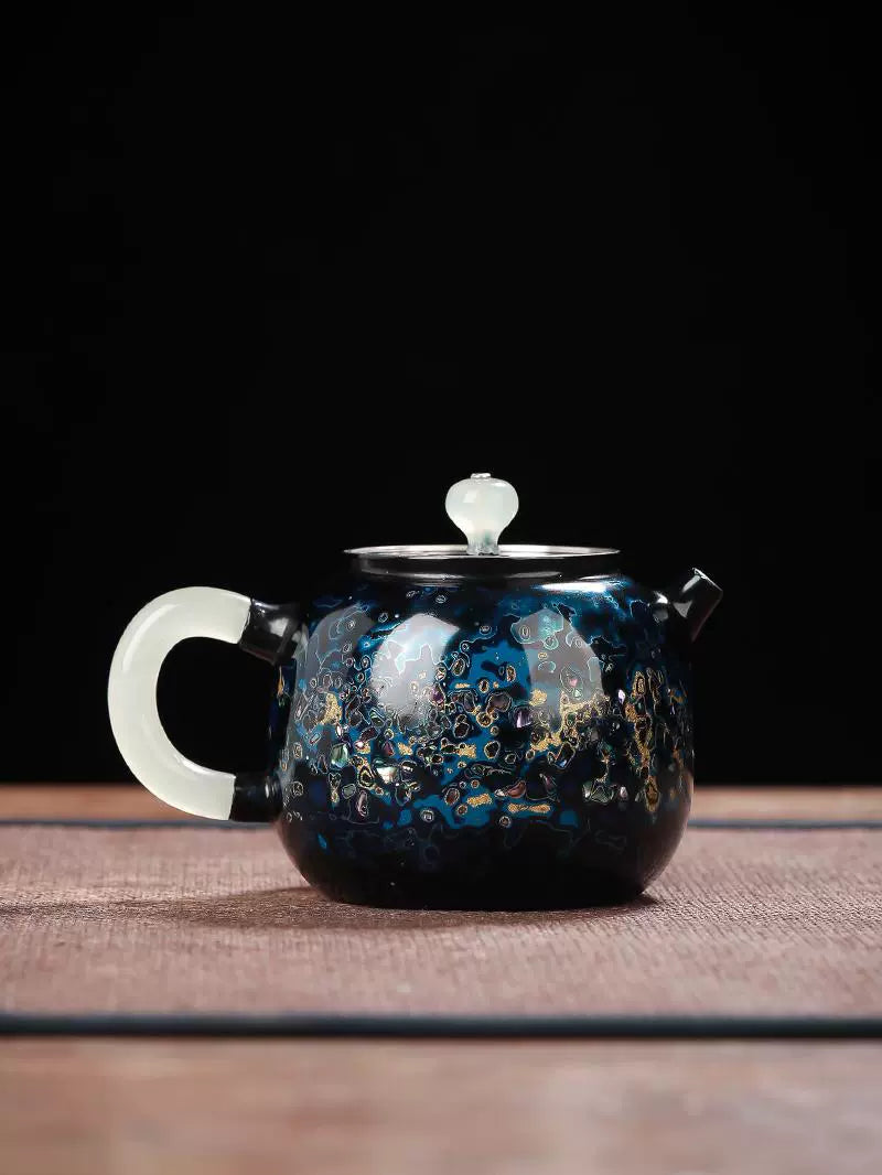 Fuzhou lacquer high-grade handmade sterling silver 999 teapot