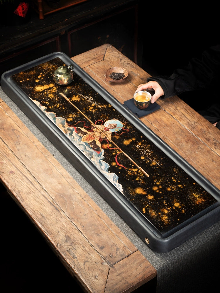 Fuzhou lacquer monkey king black myth wukong lacquer painting bakelite wet and dry tea room tea tray